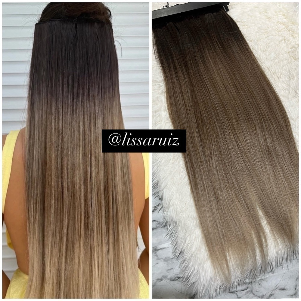 24โ Inch Balayage Style Clip in Hair Extensions Brown to Light Blonde